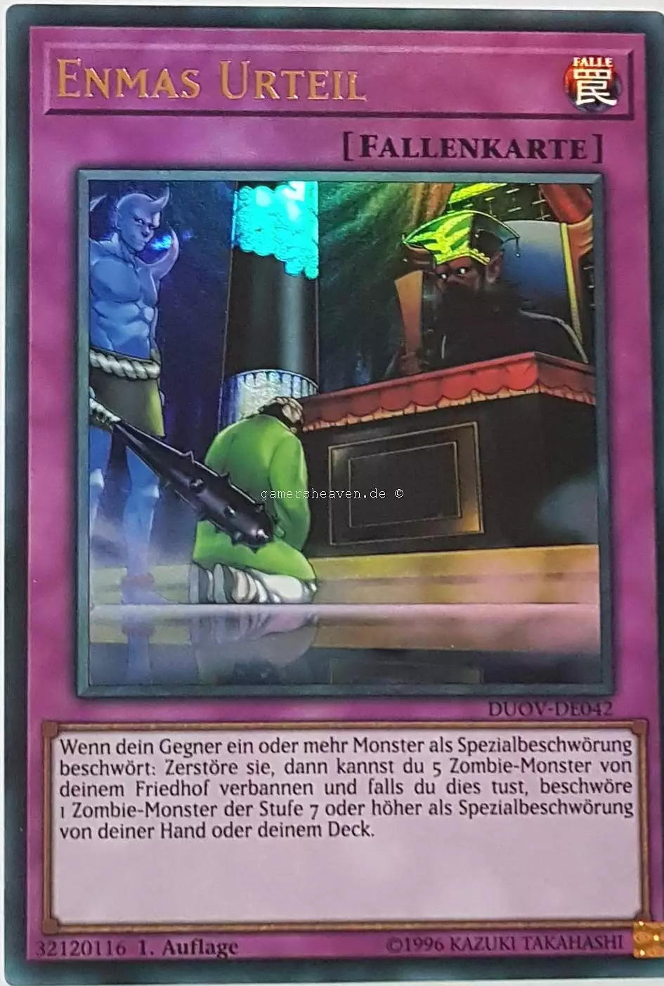 Enmas Urteil DUOV-DE042 ist in Ultra Rare Yu-Gi-Oh Karte aus Duel Overload 1.Auflage