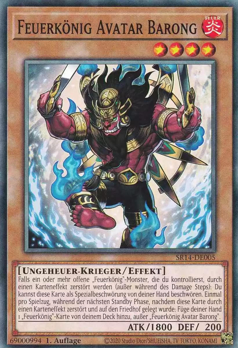 Feuerkönig Avatar Barong SR14-DE005 ist in Common Yu-Gi-Oh Karte aus Fire Kings 1.Auflage