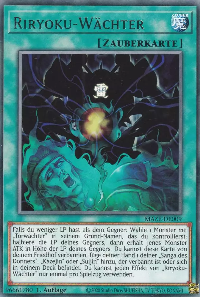 Riryoku-Wächter MAZE-DE009 ist in Rare Yu-Gi-Oh Karte aus Maze of Memories 1.Auflage