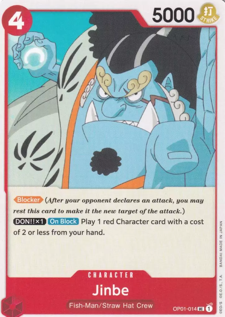 op01-014-jinbe-uncommon-romance-dawn Jinbe OP01-014 ist in Uncommon. Die One Piece Karte ist aus Romance Dawn in Normal Art.