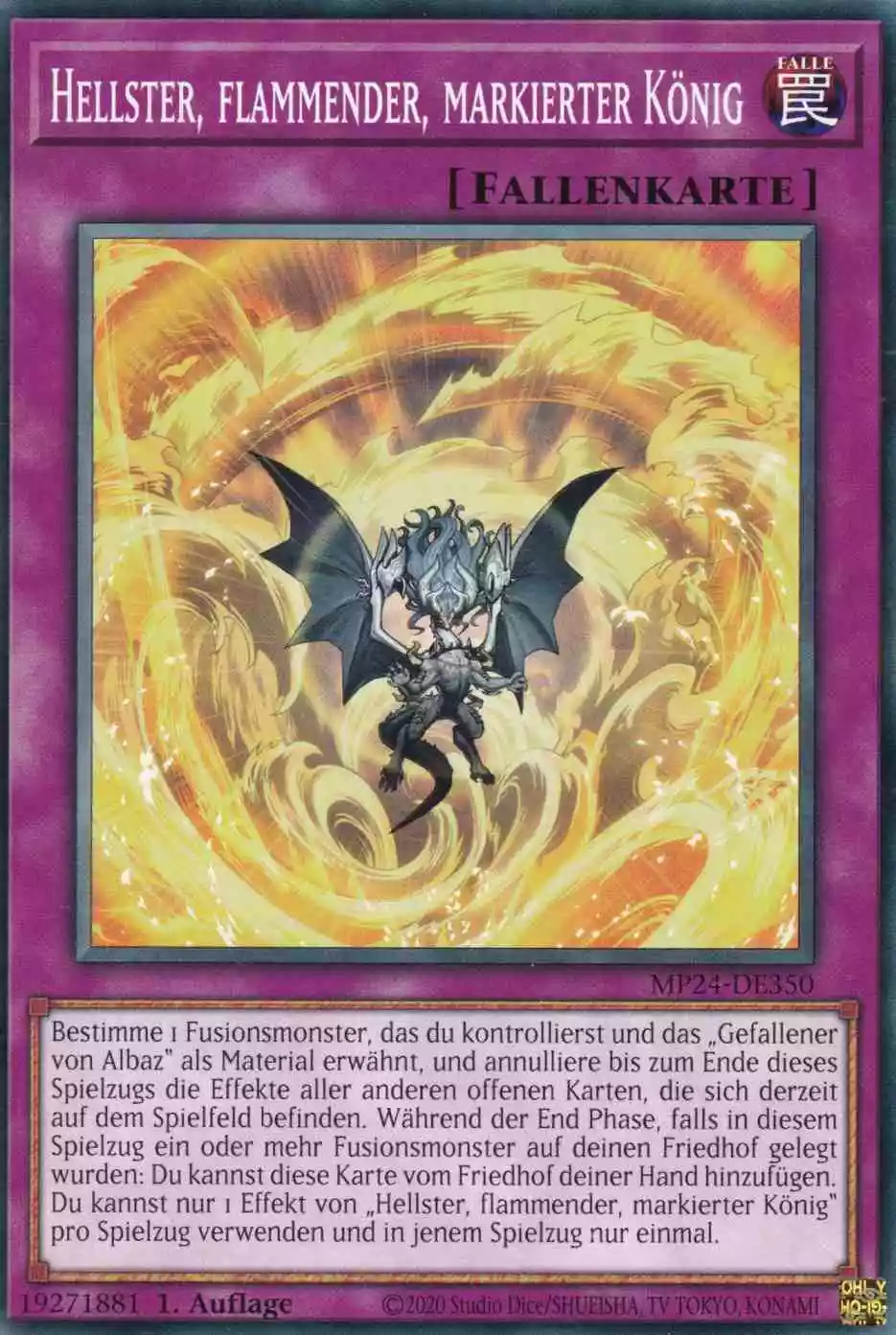 Hellster, flammender, markierter König MP24-DE350 ist in Common Yu-Gi-Oh Karte aus 25th Anniversary Tin Dueling Mirrors 1.Auflage