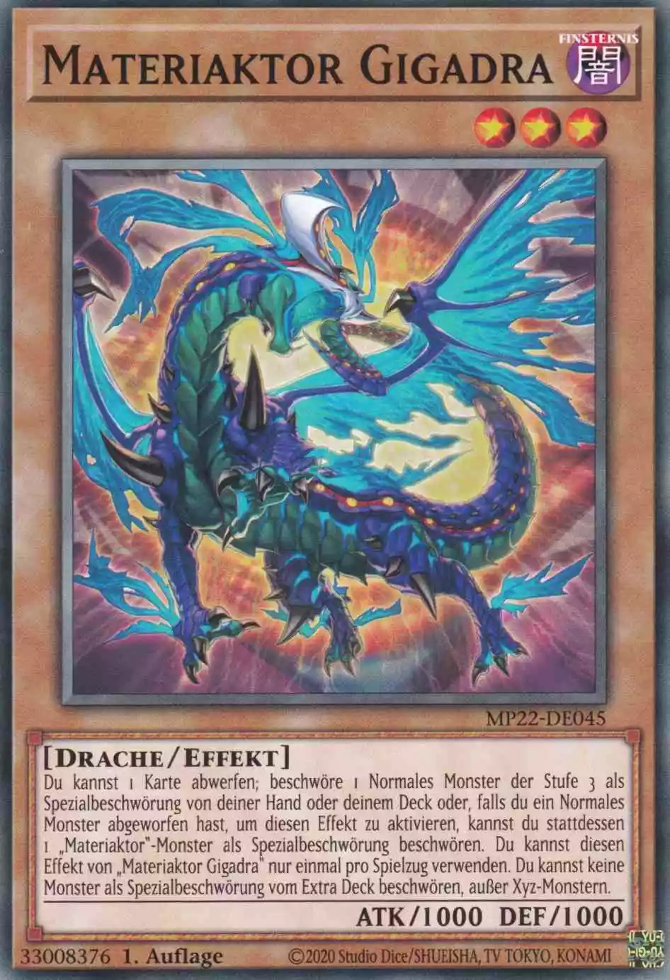 Materiaktor Gigadra MP22-DE045 ist in Common Yu-Gi-Oh Karte aus Tin of the Pharaoh’s Gods 1.Auflage