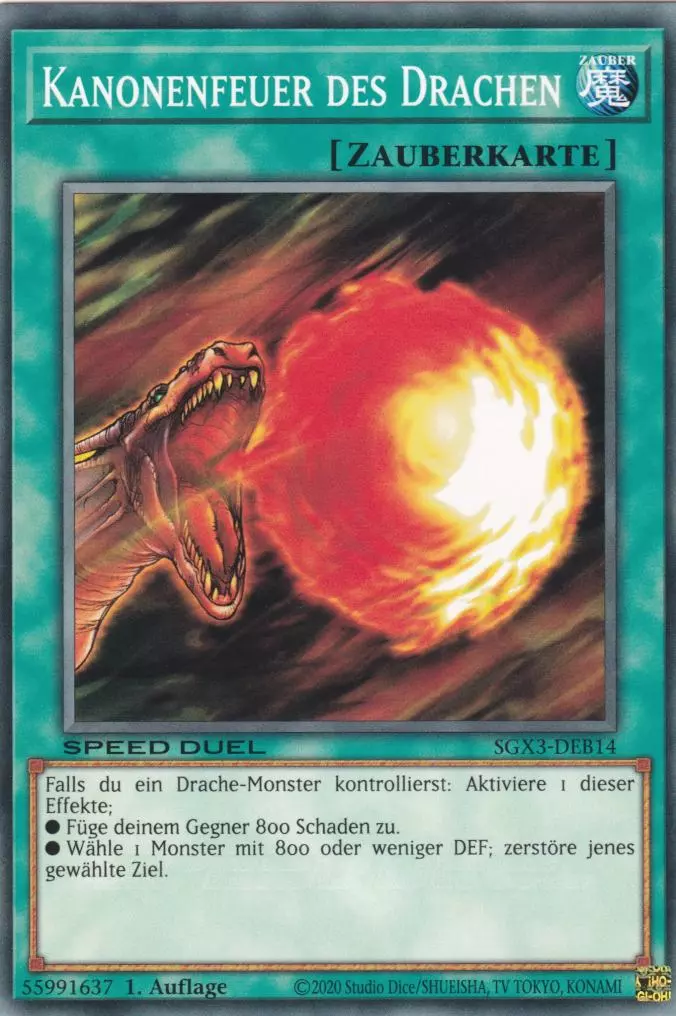 Kanonenfeuer des Drachen SGX3-DEB14 ist in Common Yu-Gi-Oh Karte aus Speed Duel GX: Duelists of Shadows 1.Auflage