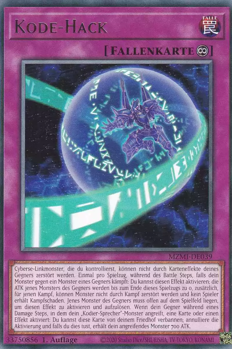 Kode-Hack MZMI-DE039 ist in Rare Yu-Gi-Oh Karte aus Maze of Millennia 1.Auflage