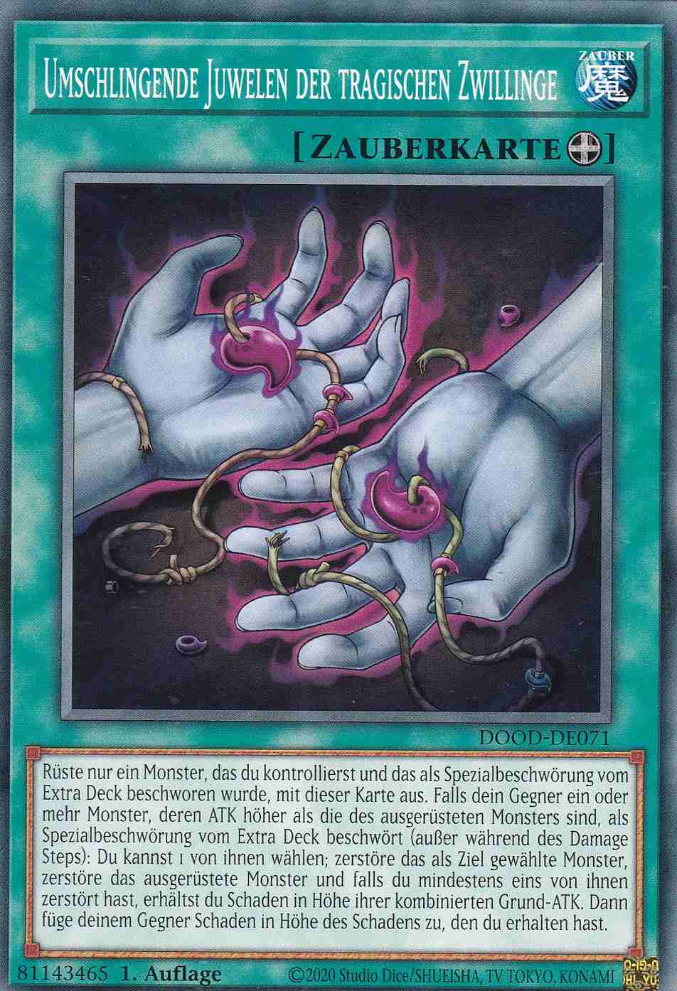 Umschlingende Juwelen der tragischen Zwillinge DOOD-DE071 ist in Common Yu-Gi-Oh Karte aus Doom of Dimensions 1.Auflage