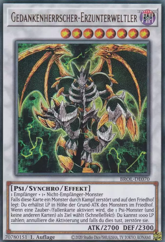 Gedankenherrscher-Erzunterweltler BROL-DE070 ist in Ultra Rare Yu-Gi-Oh Karte aus Brothers of Legend 1.Auflage