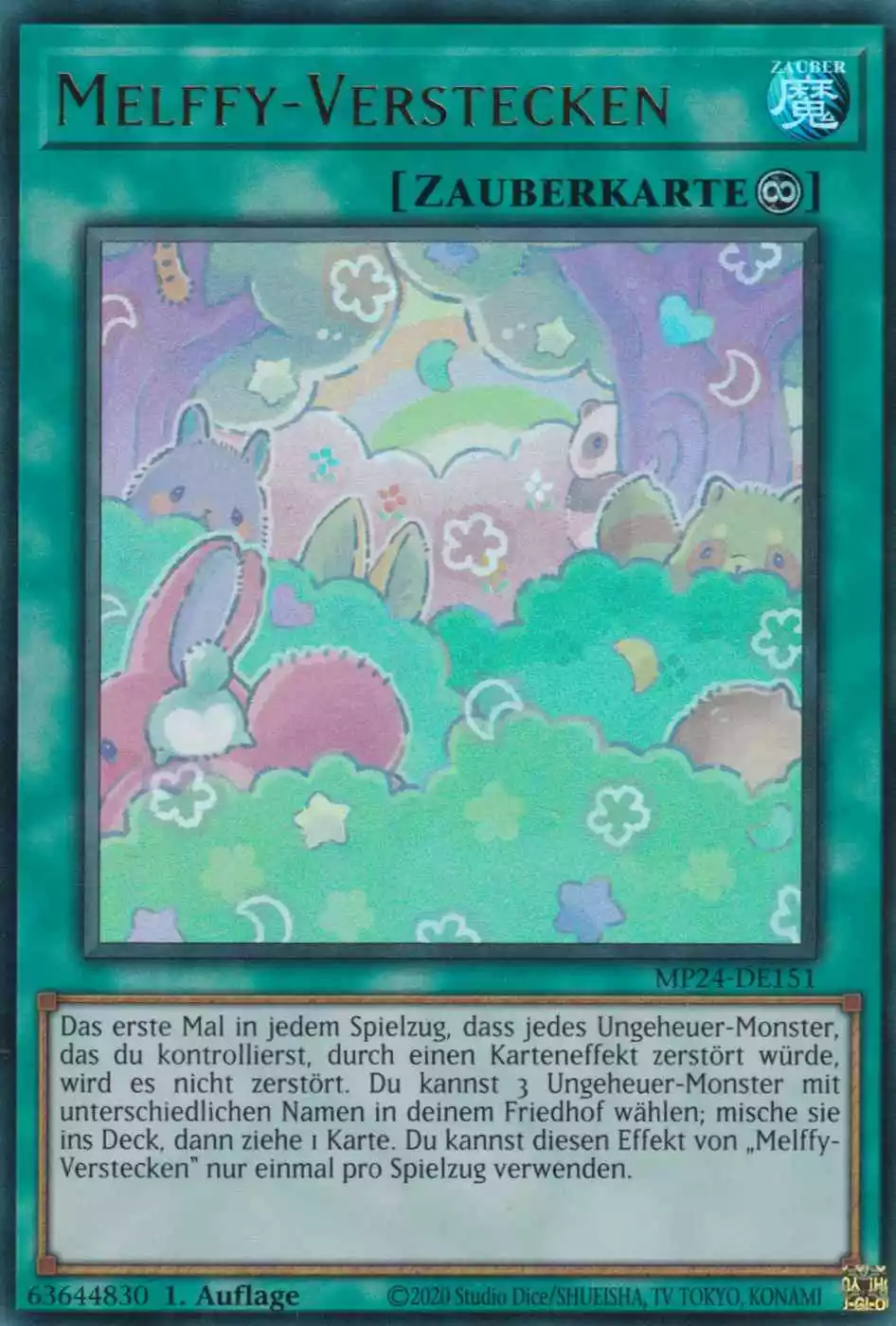 Melffy-Verstecken Ultra Rare MP24-DE151 Yugioh Karte Melffy-Verstecken MP24-DE151 ist in Ultra Rare Yu-Gi-Oh Karte aus 25th Anniversary Tin Dueling Mirrors 1.Auflage