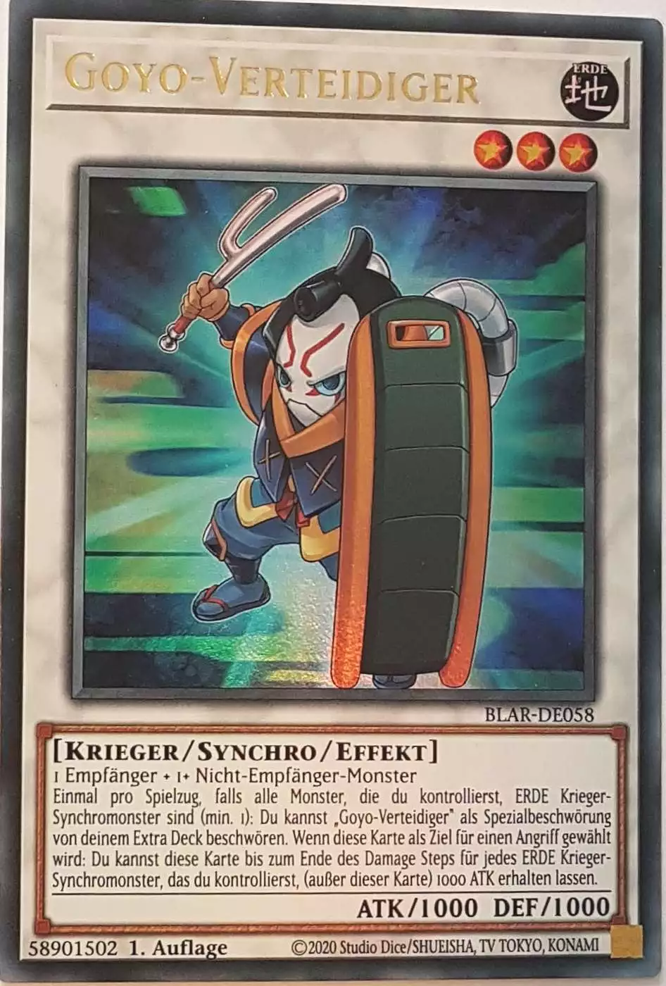 Goyo-Verteidiger BLAR-DE058 ist in Ultra Rare Yu-Gi-Oh Karte aus Battles of Legend: Armageddon 1.Auflage