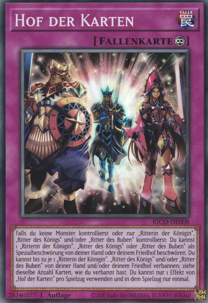 Hof der Karten KICO-DE008 ist in Super Rare Yu-Gi-Oh Karte aus King's Court 1.Auflage