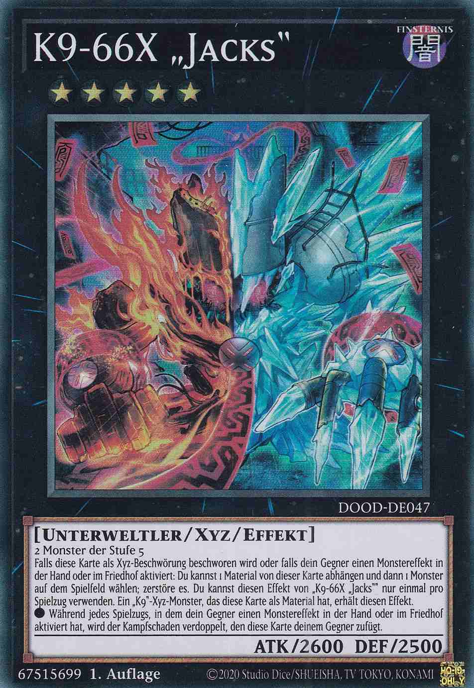 K9-66X „Jacks“ DOOD-DE047 ist in Super Rare Yu-Gi-Oh Karte aus Doom of Dimensions 1.Auflage