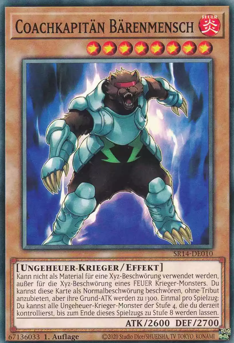 Coachkapitän Bärenmensch SR14-DE010 ist in Common Yu-Gi-Oh Karte aus Fire Kings 1.Auflage