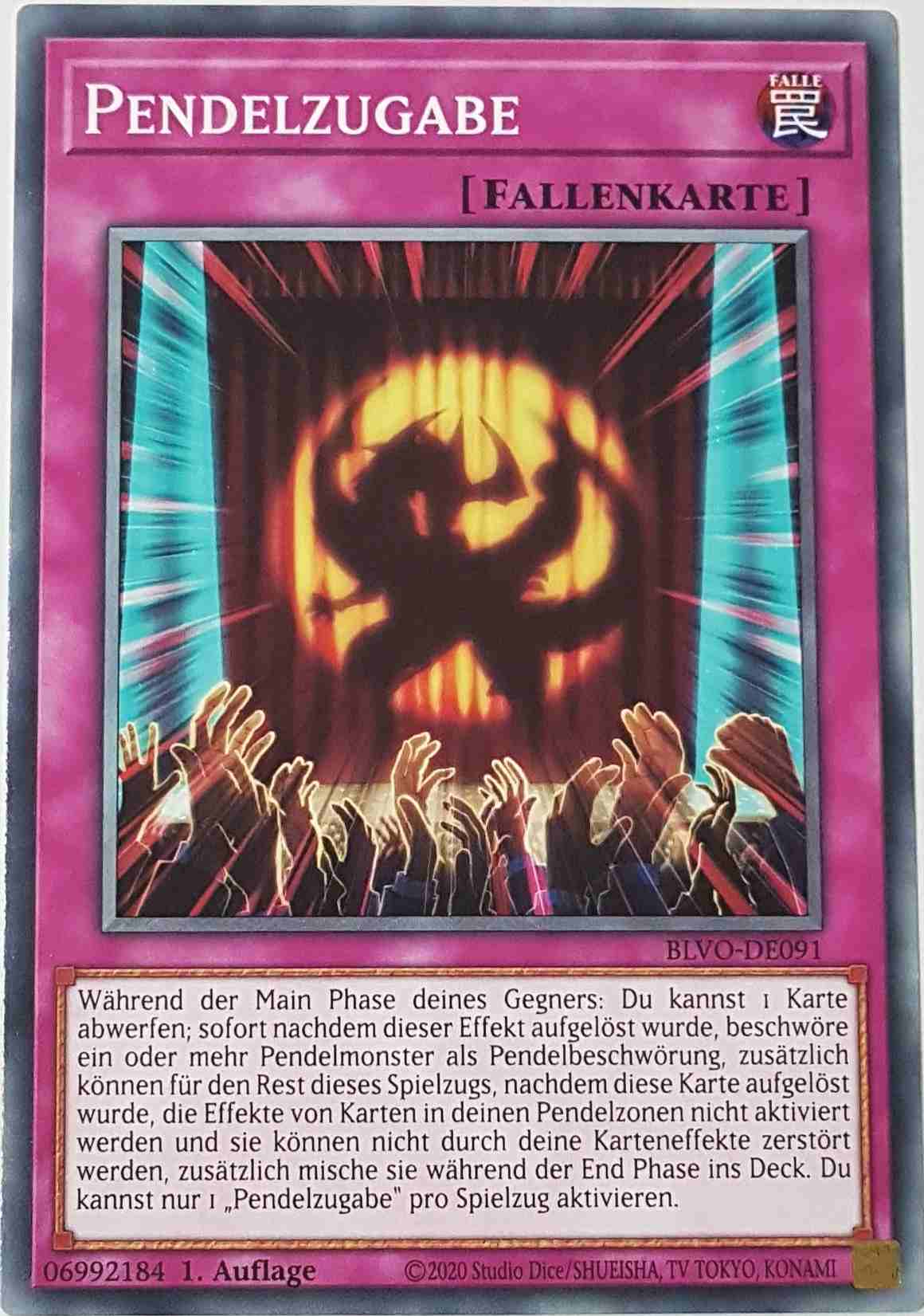 Pendelzugabe BLVO-DE091 ist in Common Yu-Gi-Oh Karte aus Blazing Vortex 1.Auflage