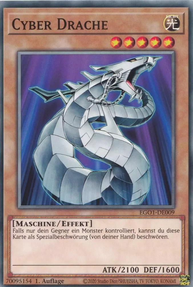 Cyber Drache EGO1-DE009 ist in Common Yu-Gi-Oh Karte aus Egyptian God Deck Obelisk 1.Auflage