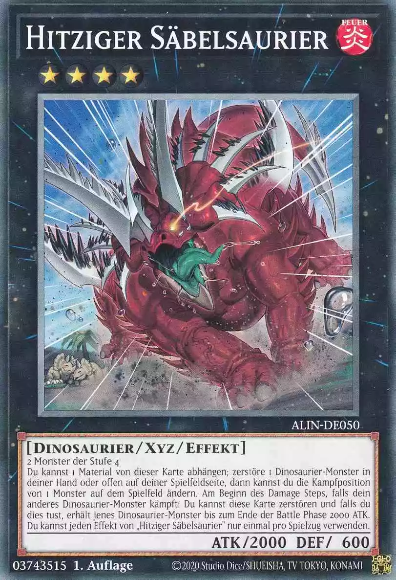 Hitziger Säbelsaurier ALIN-DE050 ist in Common Yu-Gi-Oh Karte aus Alliance Insight 1.Auflage