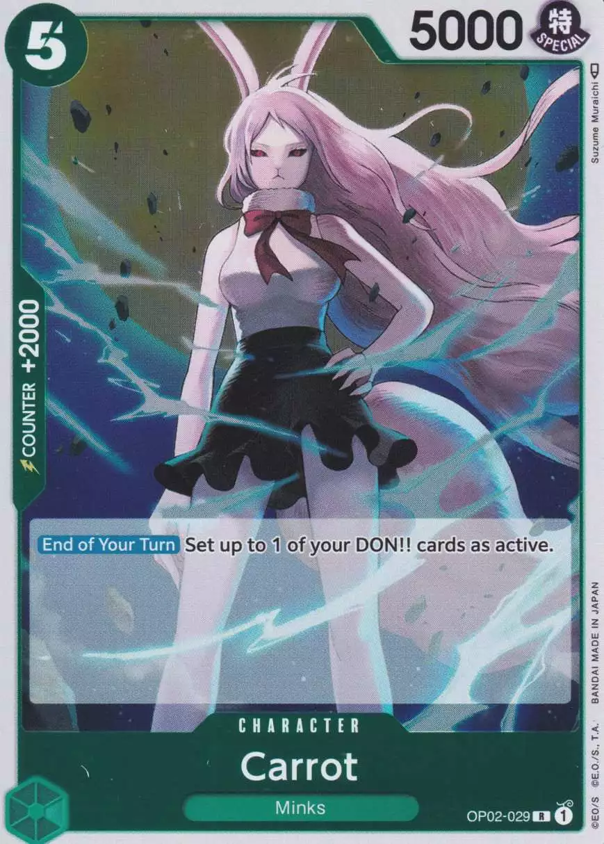 op02-029-carrot-rare-paramount-war-op-02 Carrot OP02-029 ist in Rare. Die One Piece Karte ist aus Paramount War OP-02 in Normal Art.