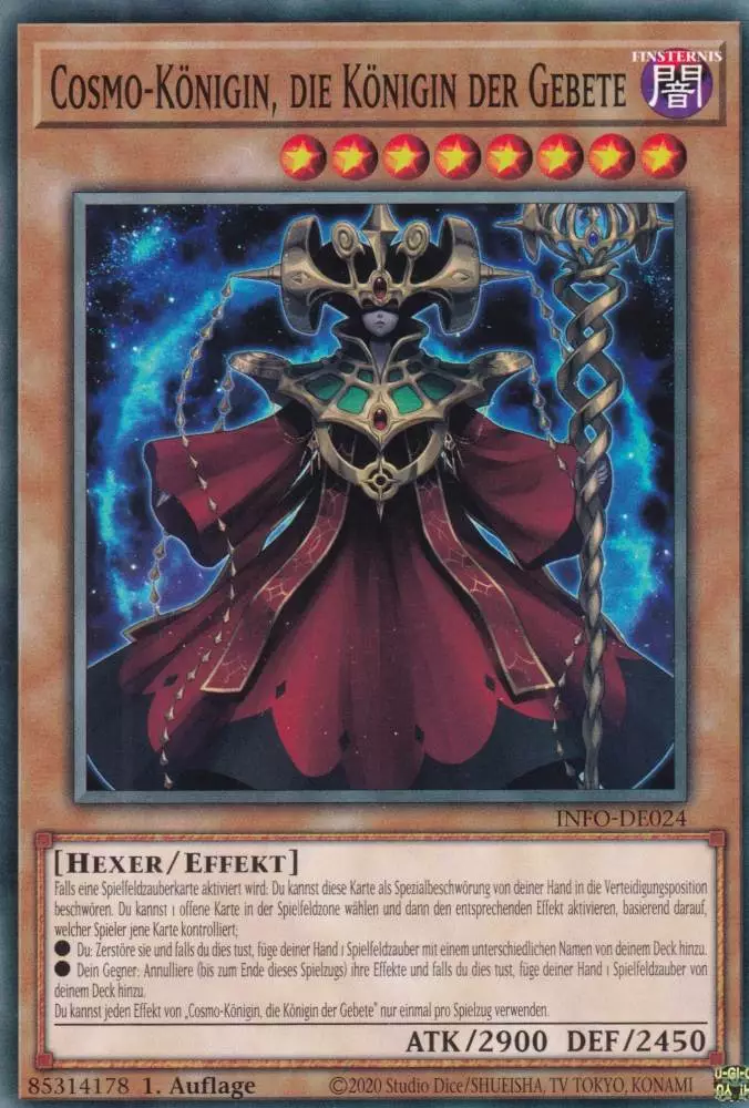 Cosmo-Königin, die Königin der Gebete INFO-DE024 ist in Common Yu-Gi-Oh Karte aus The Infinite Forbidden 1.Auflage