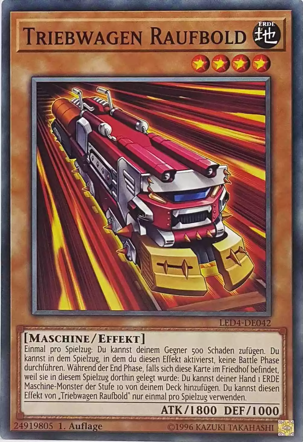 Triebwagen Raufbold LED4-DE042 ist in Common Yu-Gi-Oh Karte aus Legendary Duelists Sisters of the Rose 1. Auflage