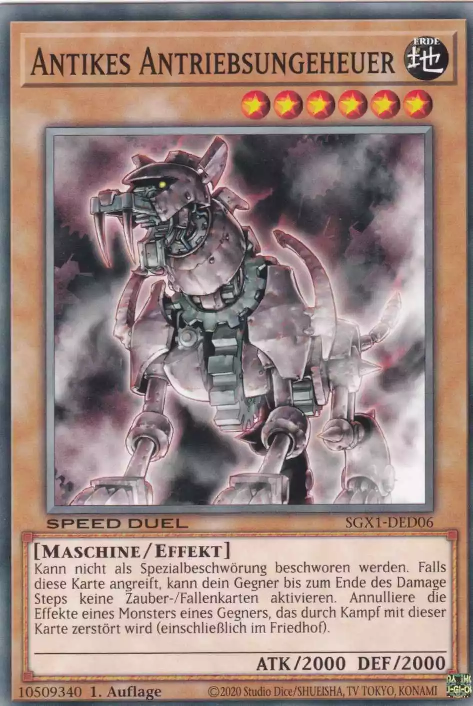 Antikes Antriebsungeheuer SGX1-DED06 ist in Common Yu-Gi-Oh Karte aus Speed Duel GX Duel Academy Box 1.Auflage