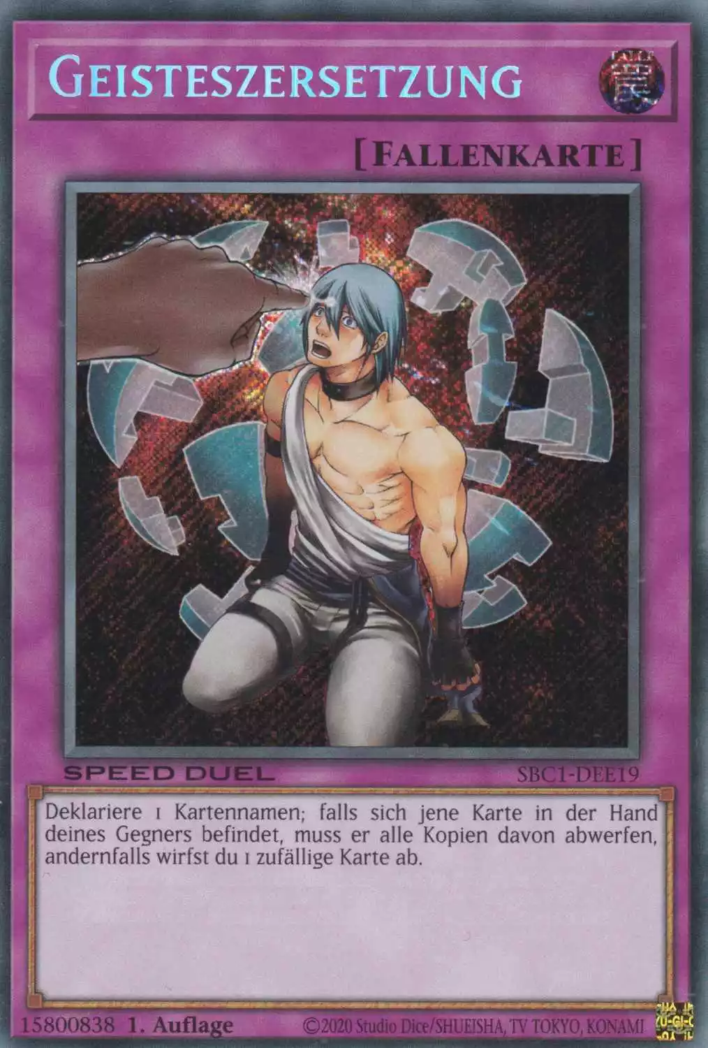 Geisteszersetzung SBC1-DEE19 ist in Secret Rare Yu-Gi-Oh Karte aus Streets of Battle City 1.Auflage