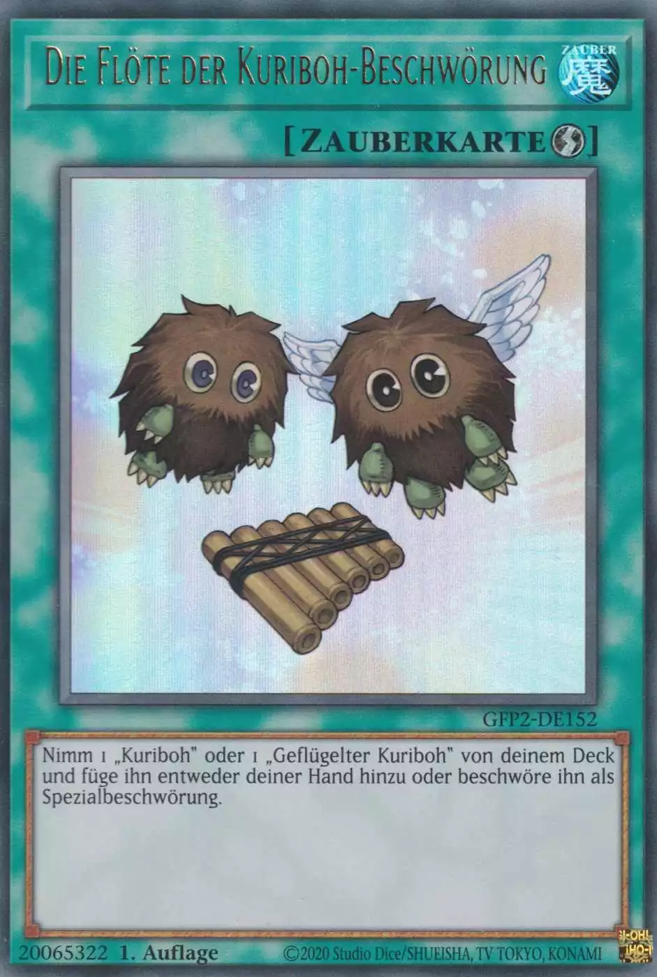 Die Flöte der Kuriboh-Beschwörung GFP2-DE152 ist in Ultra Rare Yu-Gi-Oh Karte aus Ghosts from the Past The 2nd Haunting 1.Auflage