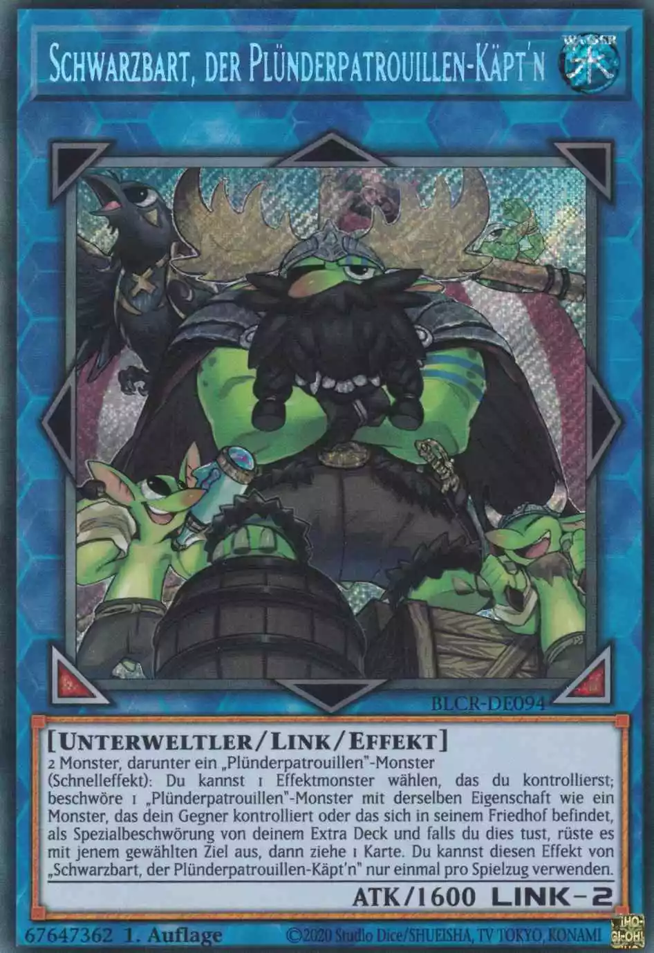 blcr-de094-schwarzbart-der-pluenderpatrouillen-kaept-n-secret-rare-battles-of-legend-crystal-revenge Schwarzbart, der Plünderpatrouillen-Käpt'n BLCR-DE094 ist in Secret Rare Yu-Gi-Oh Karte aus Battles of Legend Crystal Revenge 1.Auflage