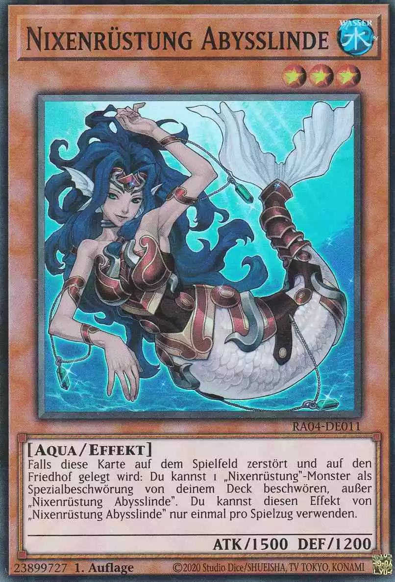 Nixenrüstung Abysslinde RA04-DE011 ist in Super Rare Yu-Gi-Oh Karte aus Quarter Century Stampede 1.Auflage