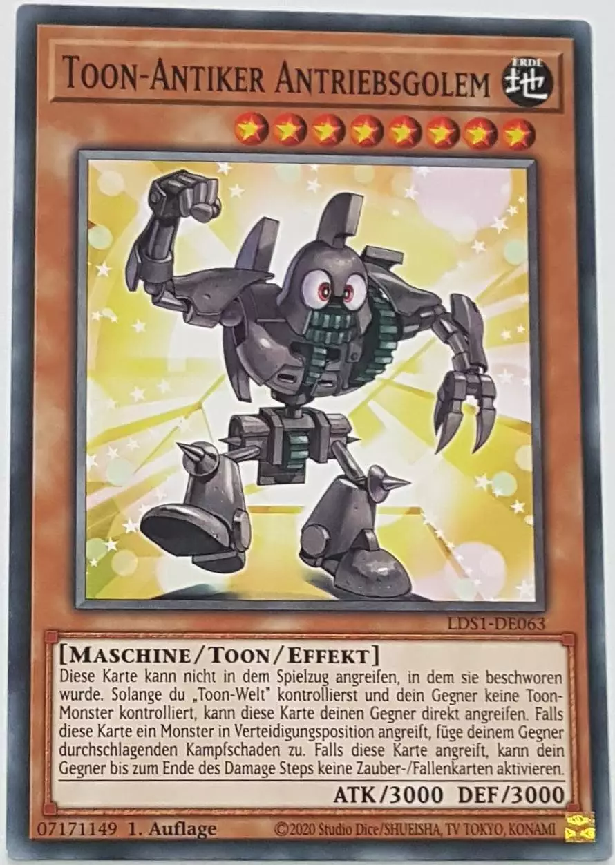 Toon-Antiker Antriebsgolem LDS1-DE063 ist in Common Yu-Gi-Oh Karte aus Legendary Duelists: Season 1 1.Auflage