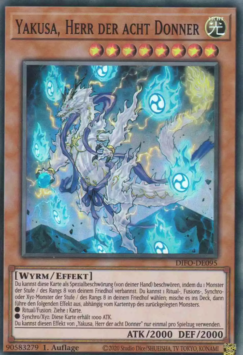 Yakusa, Herr der acht Donner DIFO-DE095 ist in Super Rare Yu-Gi-Oh Karte aus Dimension Force 1.Auflage