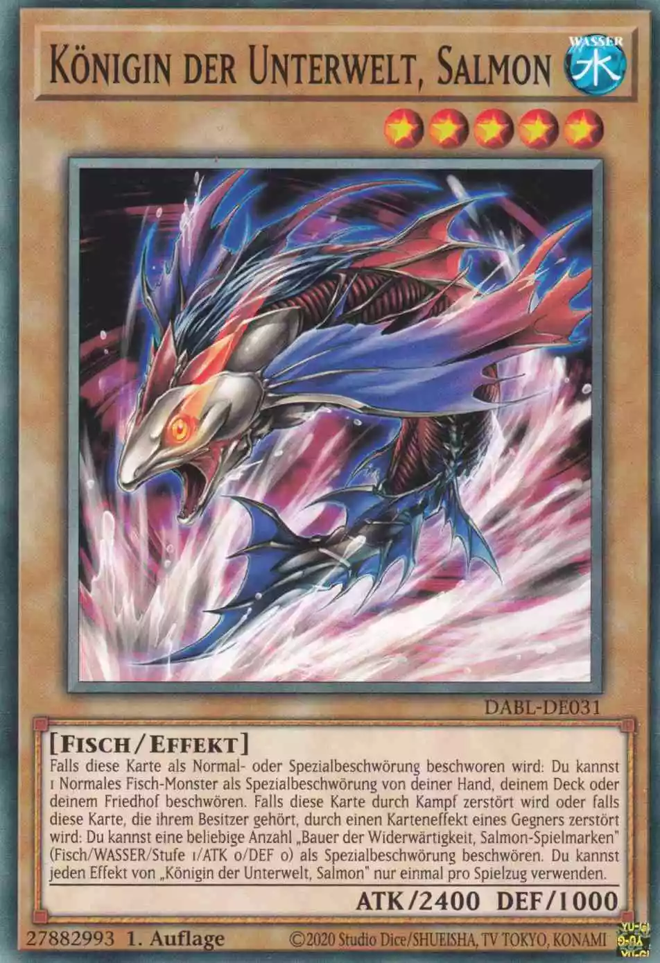 Königin der Unterwelt, Salmon DABL-DE031 ist in Common Yu-Gi-Oh Karte aus Darkwing Blast 1.Auflage