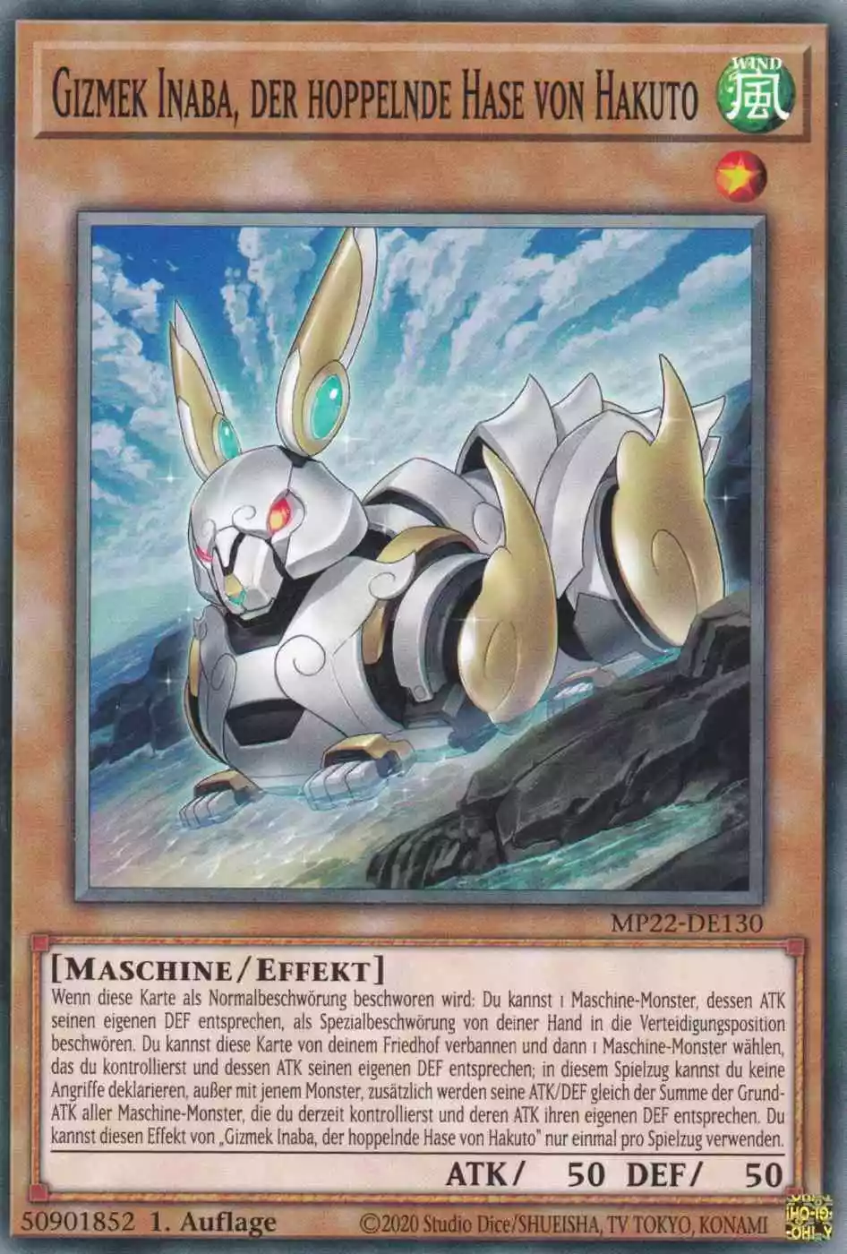 Gizmek Inaba, der hoppelnde Hase von Hakuto MP22-DE130 ist in Common Yu-Gi-Oh Karte aus Tin of the Pharaoh’s Gods 1.Auflage