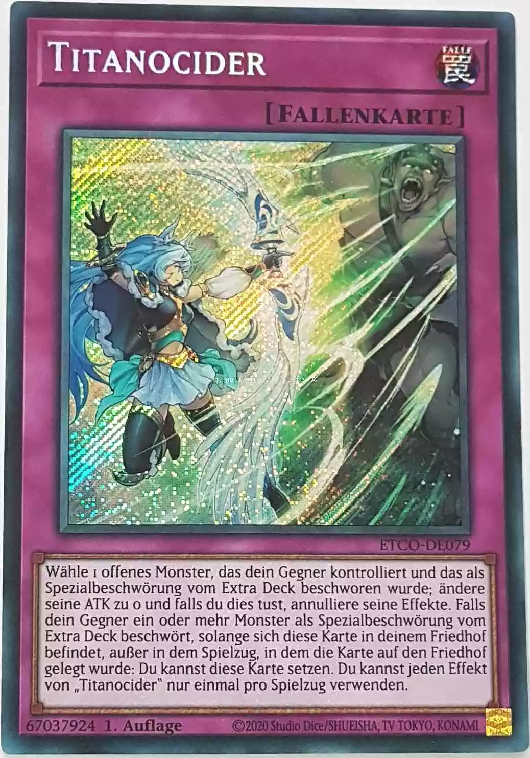 etco-de079-titanocider-secret-rare Titanocider ETCO-DE079 ist in Secret Rare Yu-Gi-Oh Karte aus Eternity Code 1.Auflage