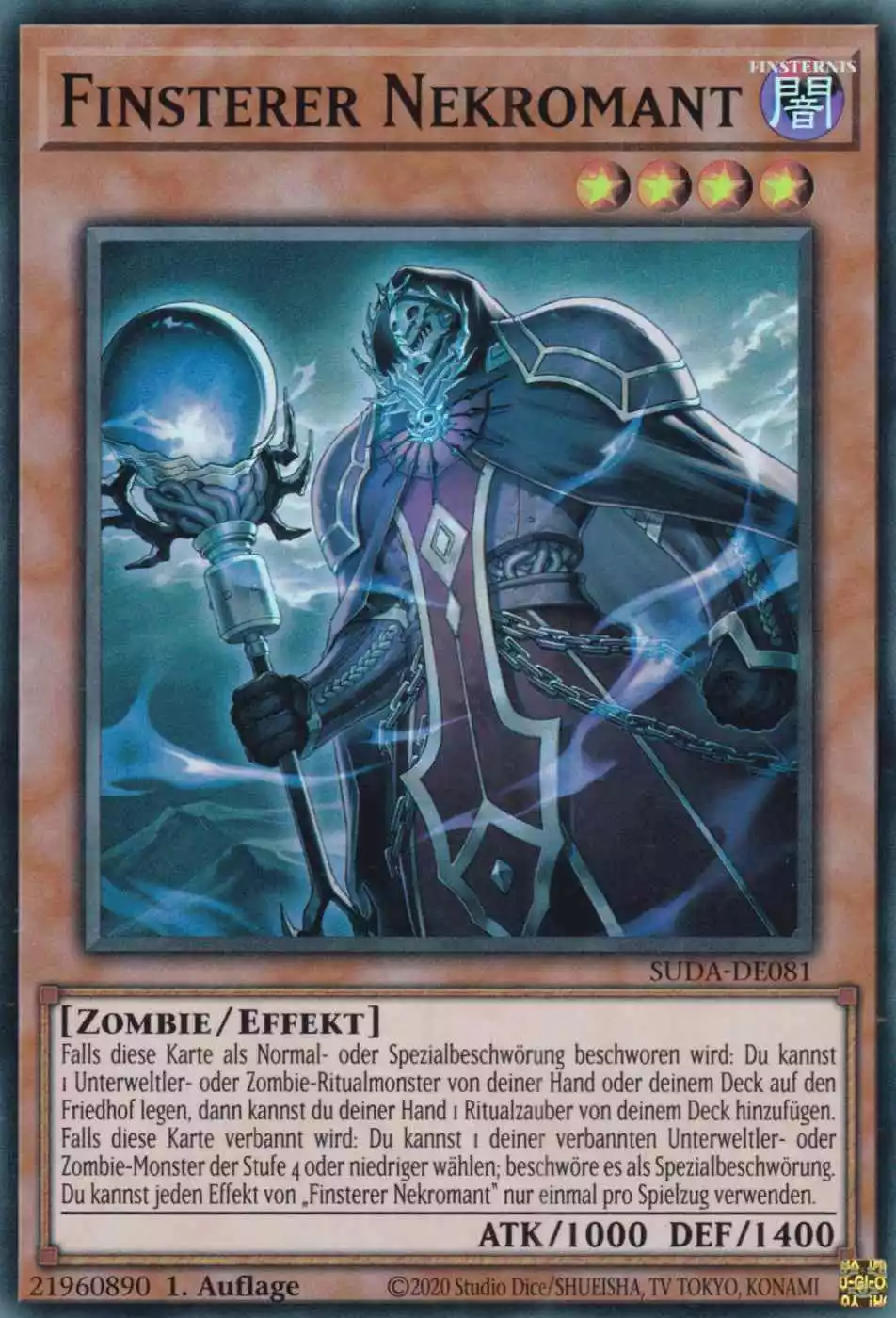 Finsterer Nekromant SUDA-DE081 ist in Super Rare Yu-Gi-Oh Karte aus Supreme Darkness 1.Auflage
