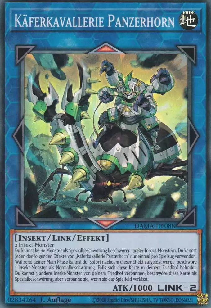 dama-de088-kaeferkavallerie-panzerhorn-super-rare-dawn-of-majesty Käferkavallerie Panzerhorn DAMA-DE088 ist in Super Rare Yu-Gi-Oh Karte aus Dawn of Majesty 1.Auflage