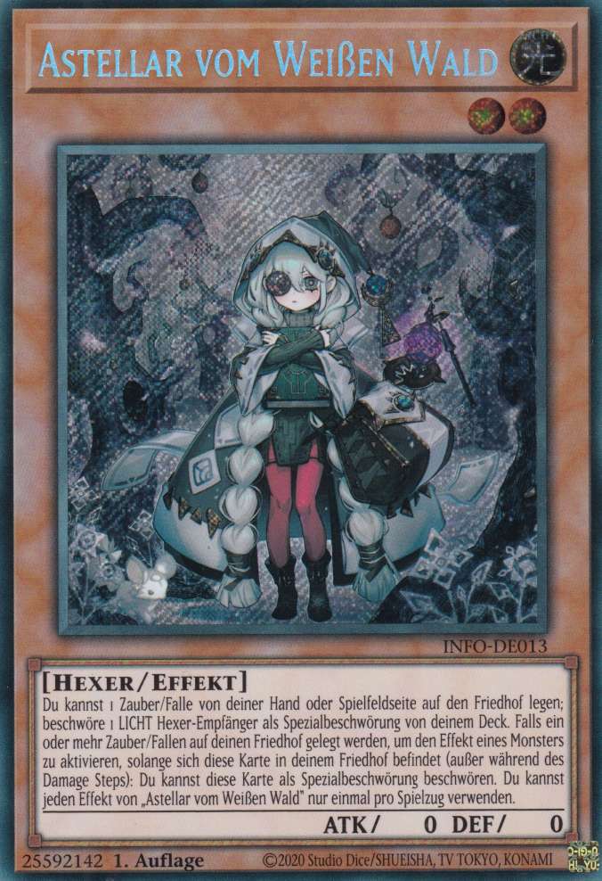 Astellar vom Weißen Wald INFO-DE013 ist in Secret Rare Yu-Gi-Oh Karte aus The Infinite Forbidden 1.Auflage