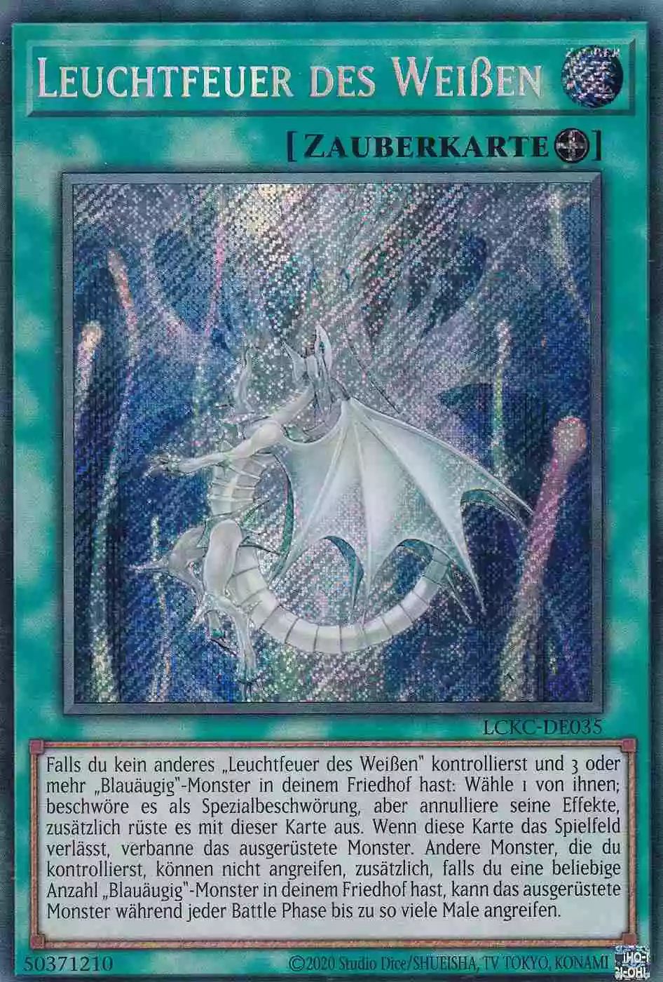 Leuchtfeuer des Weißen Secret Rare LCKC-DE035 Yugioh Karte Leuchtfeuer des Weißen LCKC-DE035 ist in Secret Rare Yu-Gi-Oh Karte aus Legendary Collection Kaiba unlimitiert