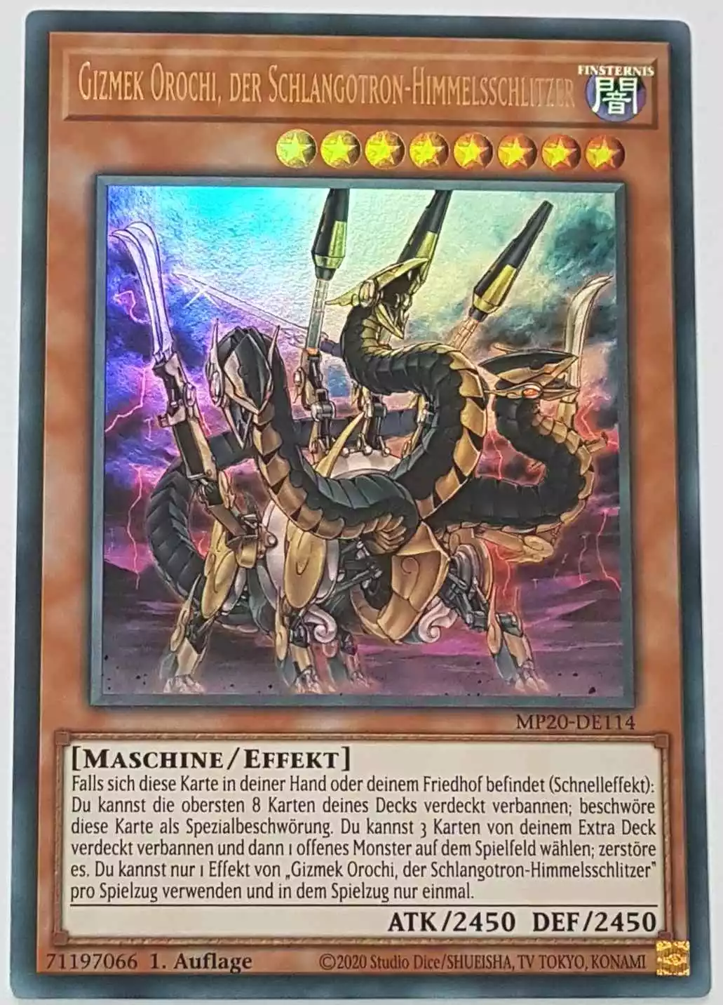 Gizmek Orochi, der Schlangotron-Himmelsschlitzer MP20-DE114 ist in Ultra Rare Yu-Gi-Oh Karte aus 2020 Tin of Lost Memories 1.Auflage