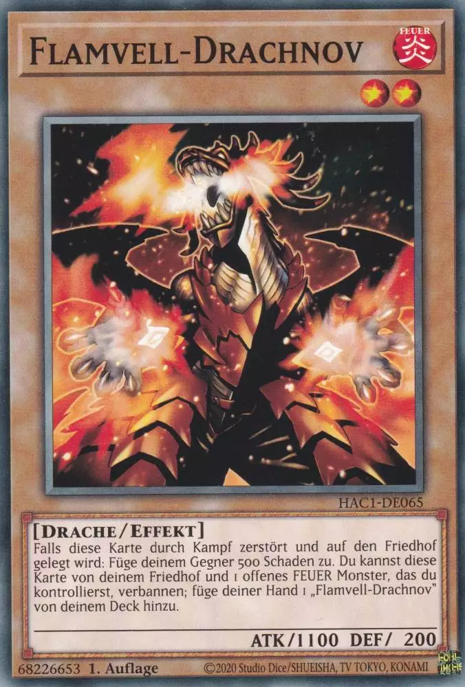 Flamvell-Drachnov HAC1-DE065 ist in Common Yu-Gi-Oh Karte aus Hidden Arsenal Chapter 1 1.Auflage