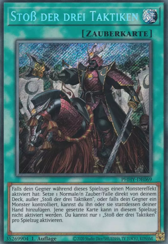 Stoß der drei Taktiken PHHY-DE069 ist in Secret Rare Yu-Gi-Oh Karte aus Photon Hypernova 1.Auflage