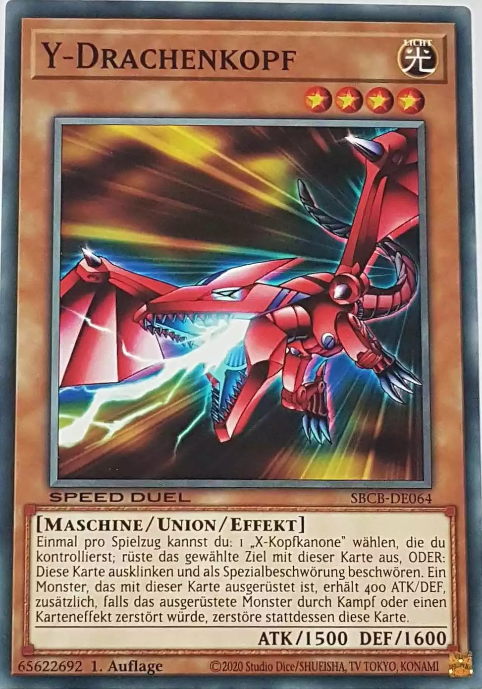 Y-Drachenkopf SBCB-DE064 ist in Common Yu-Gi-Oh Karte aus Speed Duel Battle City Box 1. Auflage