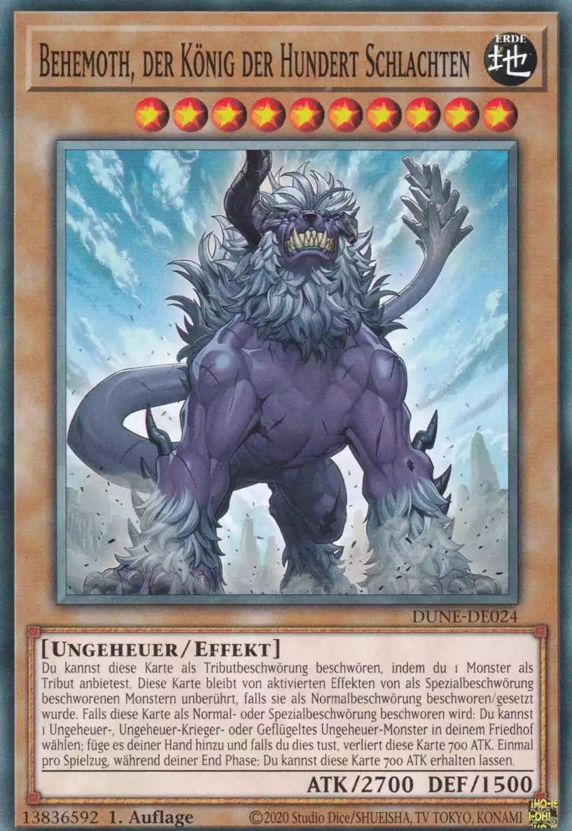 Behemoth, der König der Hundert Schlachten DUNE-DE024 ist in Common Yu-Gi-Oh Karte aus Duelist Nexus 1.Auflage