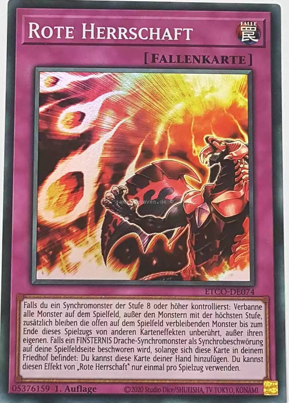 Rote Herrschaft ETCO-DE074 ist in Super Rare Yu-Gi-Oh Karte aus Eternity Code 1.Auflage