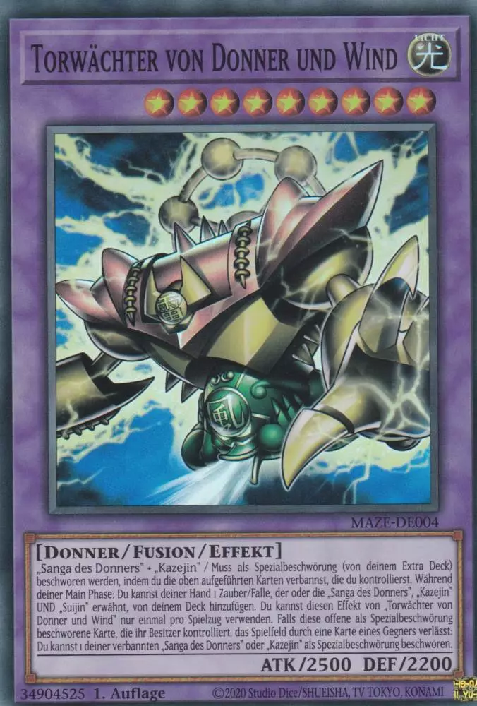 Torwächter von Donner und Wind MAZE-DE004 ist in Super Rare Yu-Gi-Oh Karte aus Maze of Memories 1.Auflage