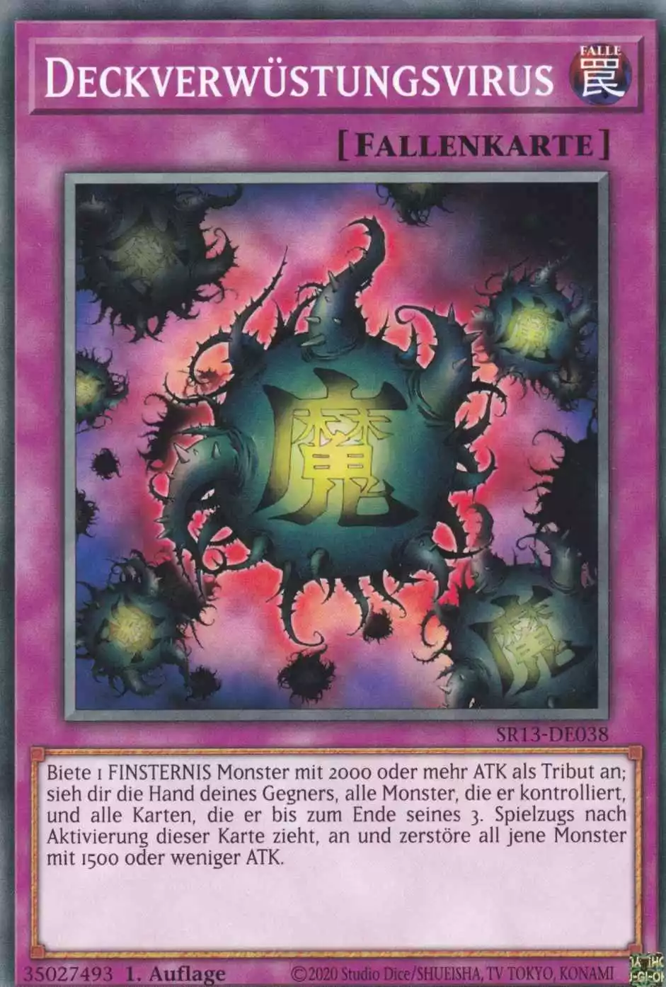 Deckverwüstungsvirus SR13-DE038 ist in Common Yu-Gi-Oh Karte aus Dark World 1.Auflage