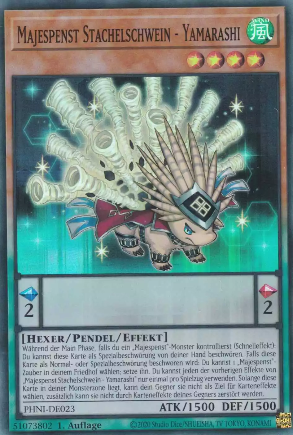 Majespenst Stachelschwein - Yamarashi PHNI-DE023 ist in Super Rare Yu-Gi-Oh Karte aus Phantom Nightmare 1.Auflage