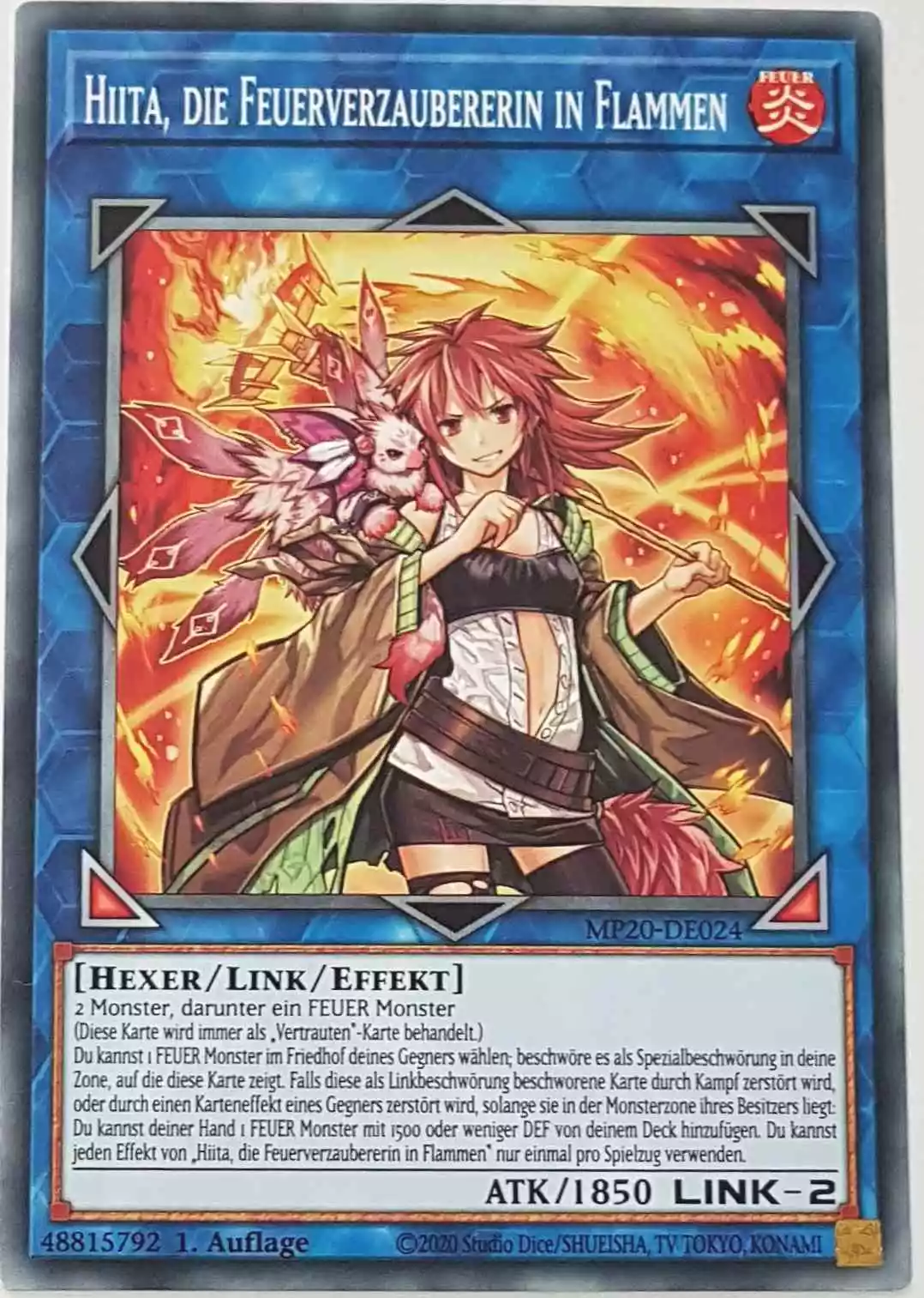 Hiita, die Feuerverzaubererin in Flammen MP20-DE024 ist in Common Yu-Gi-Oh Karte aus 2020 Tin of Lost Memories 1.Auflage