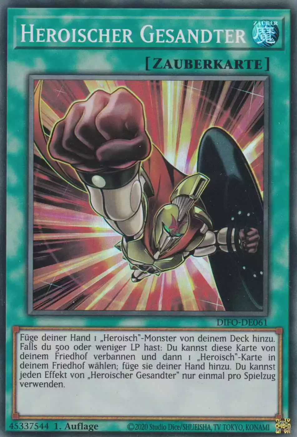 difo-de061-heroischer-gesandter-super-rare-dimension-force Heroischer Gesandter DIFO-DE061 ist in Super Rare Yu-Gi-Oh Karte aus Dimension Force 1.Auflage