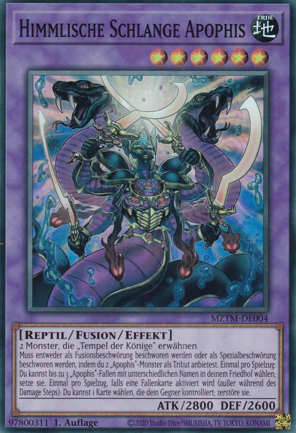 Himmlische Schlange Apophis MZTM-DE004 ist in Super Rare Yu-Gi-Oh Karte aus Maze of the Master 1.Auflage