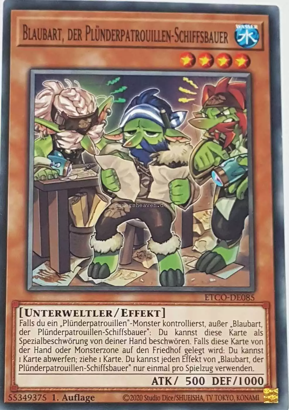 Blaubart, der Plünderpatrouillen-Schiffsbauer ETCO-DE085 ist in Common Yu-Gi-Oh Karte aus Eternity Code 1.Auflage