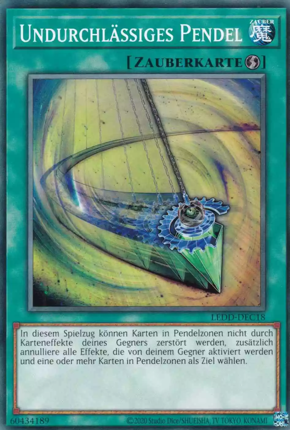 Undurchlässiges Pendel LEDD-DEC18 ist in Common Yu-Gi-Oh Karte aus Legendary Dragon Decks unlimitiert