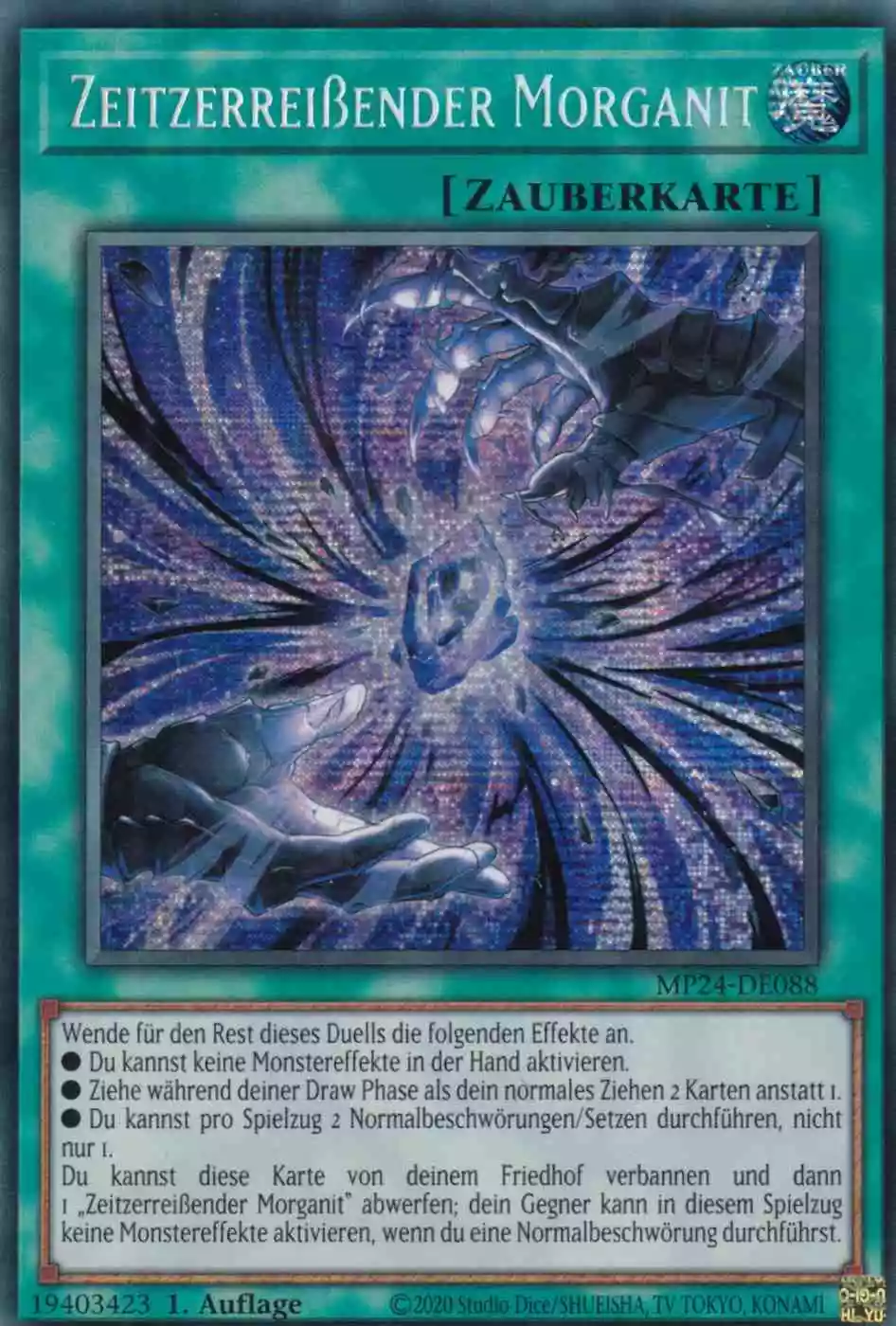 Zeitzerreißender Morganit MP24-DE088 ist in Prismatic Secret Rare Yu-Gi-Oh Karte aus 25th Anniversary Tin Dueling Mirrors 1.Auflage